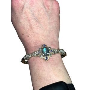 Karis Malagasy Labradorite & Multi Gemstone Filigree Vermeil Hinged Bracelet